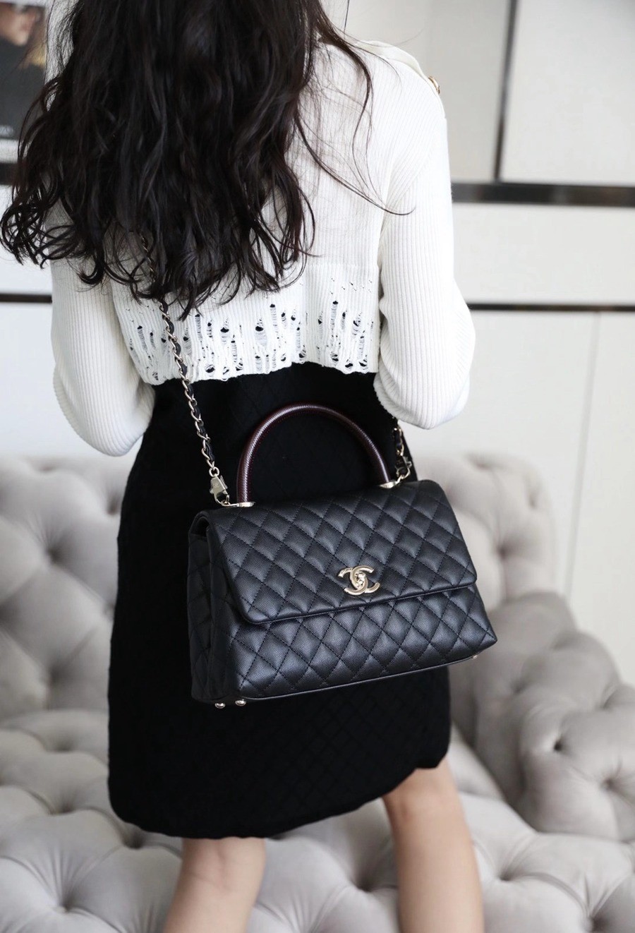 Coco Handle 荔枝紋牛皮29CM 淡金扣_17