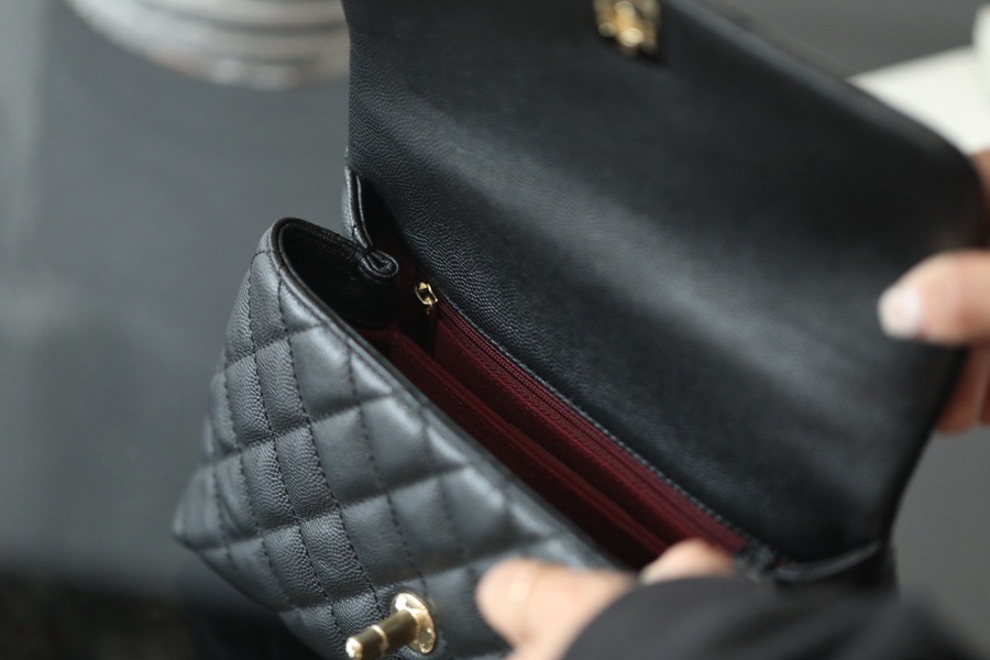 Coco Handle 荔枝紋牛皮24CM 淡金扣_7