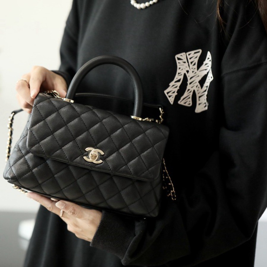 Coco Handle 荔枝紋牛皮24CM 淡金扣_9