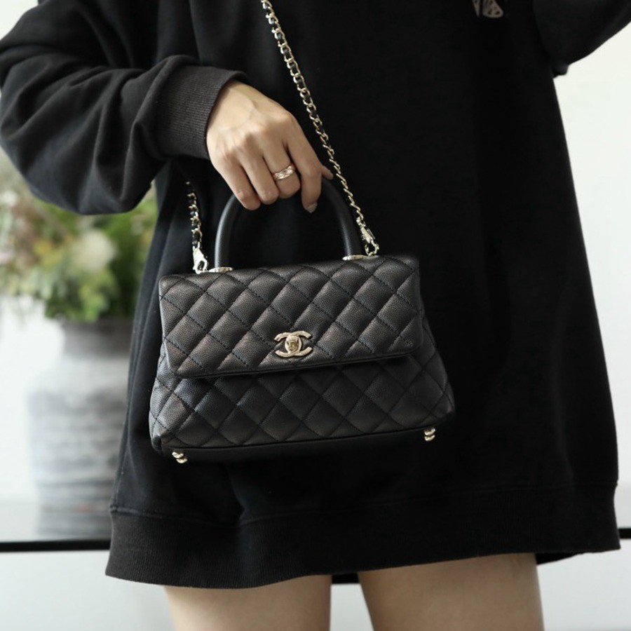 Coco Handle 荔枝紋牛皮24CM 淡金扣_10