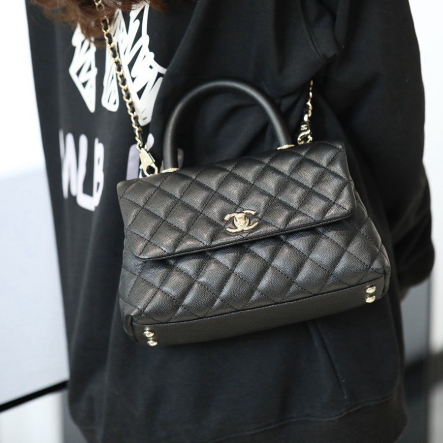 Coco Handle 荔枝紋牛皮24CM 淡金扣_13