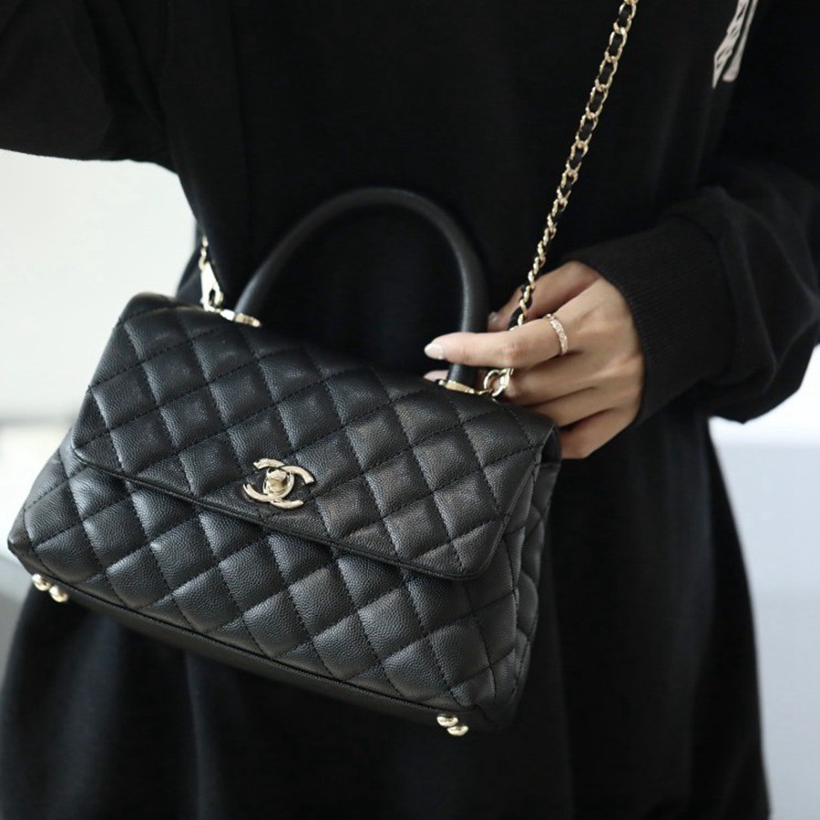 Coco Handle 荔枝紋牛皮24CM 淡金扣_12