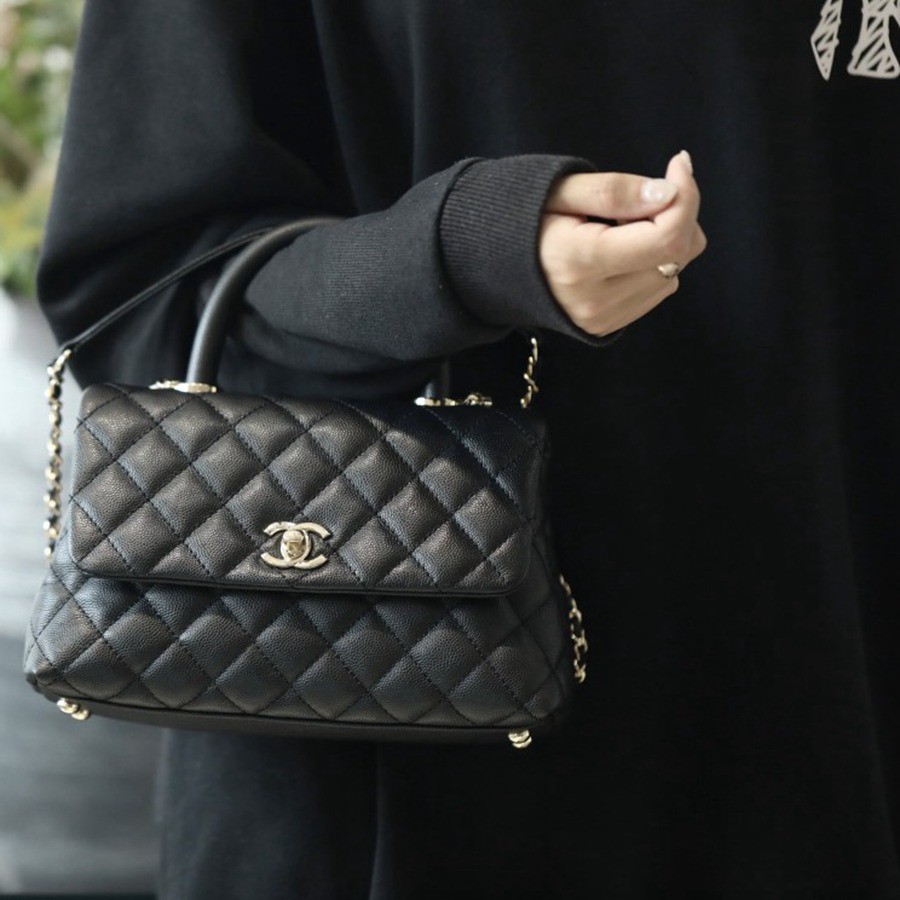 Coco Handle 荔枝紋牛皮24CM 淡金扣_11