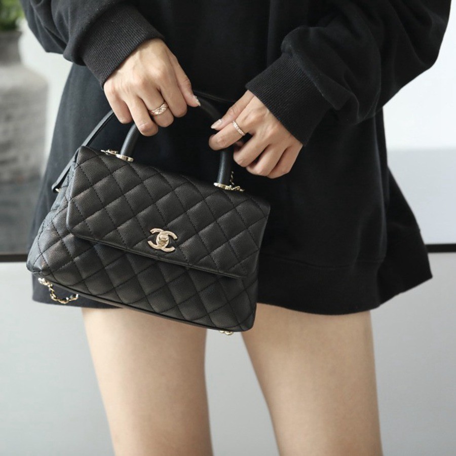 Coco Handle 荔枝紋牛皮24CM 淡金扣_14