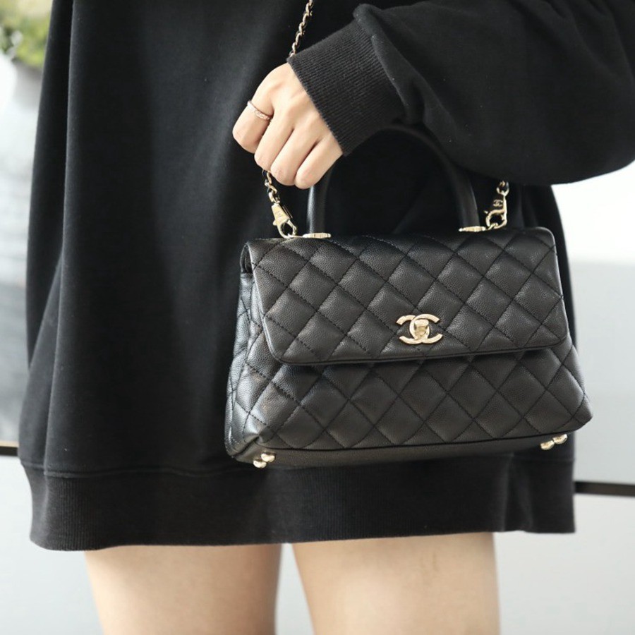 Coco Handle 荔枝紋牛皮24CM 淡金扣_15