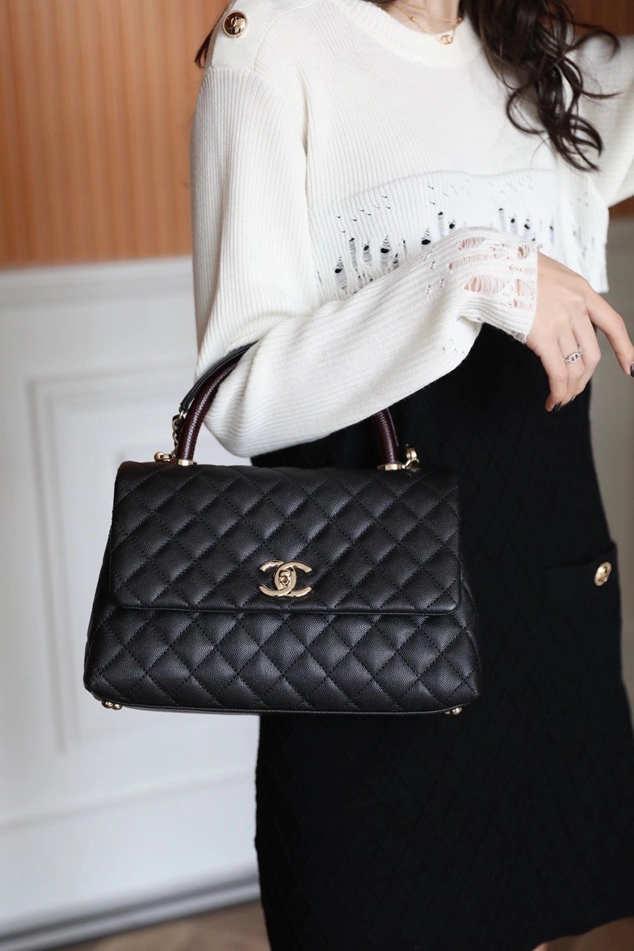 Coco Handle 蜥蜴紋手柄29CM 黑色_14