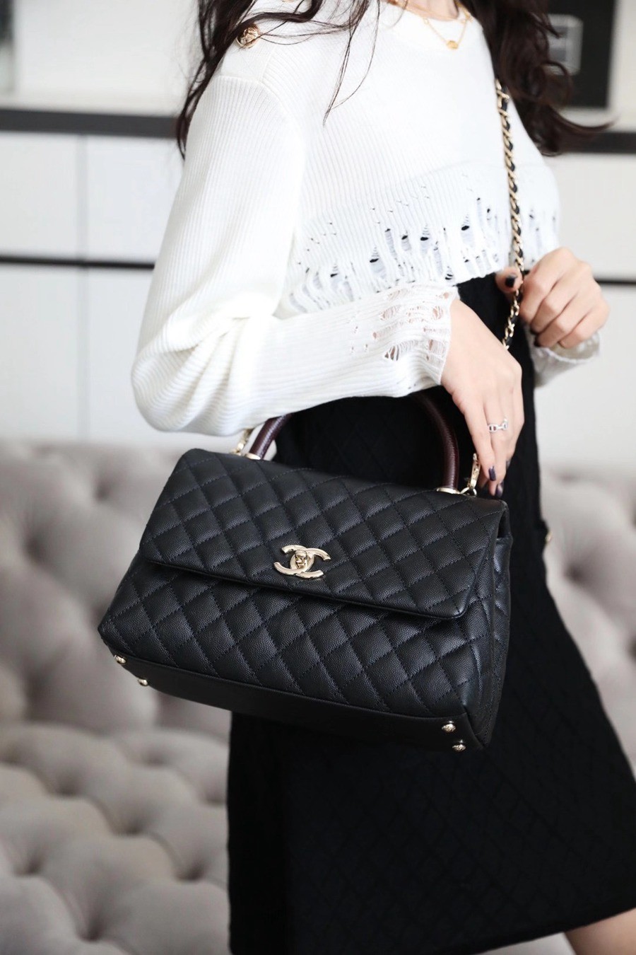 Coco Handle 蜥蜴紋手柄29CM 黑色_15