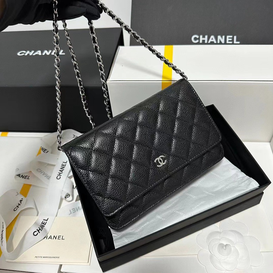 經典款 WOC 黑色 銀扣_3