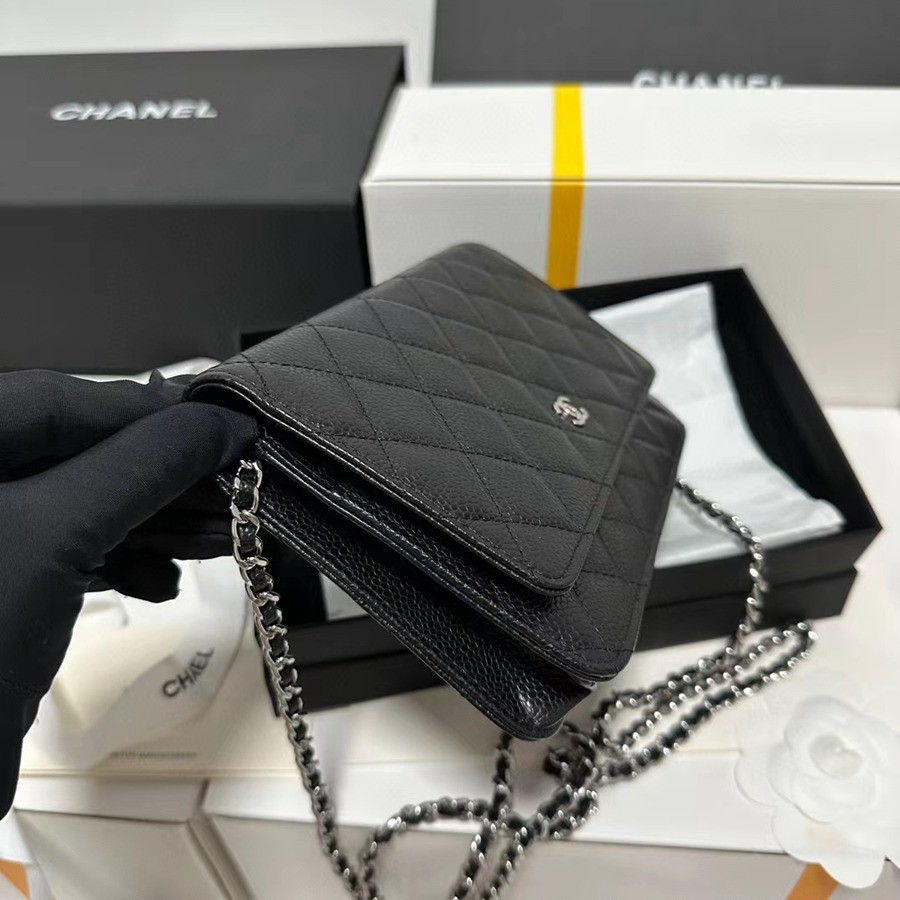 經典款 WOC 黑色 銀扣_5