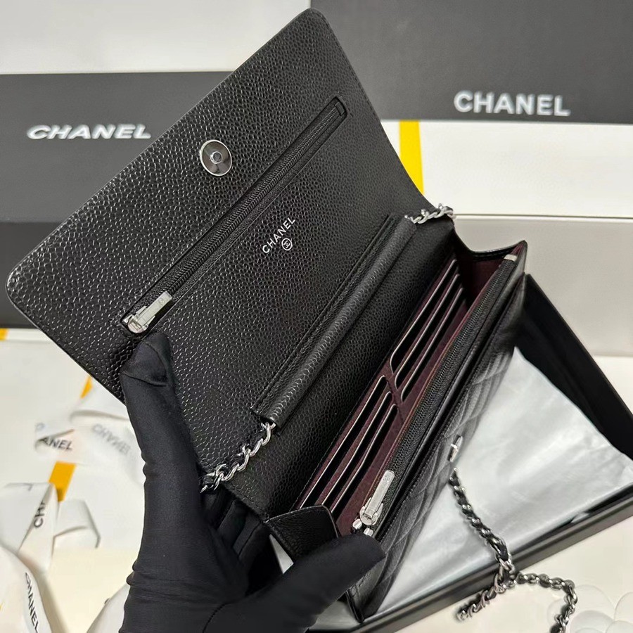 經典款 WOC 黑色 銀扣_8