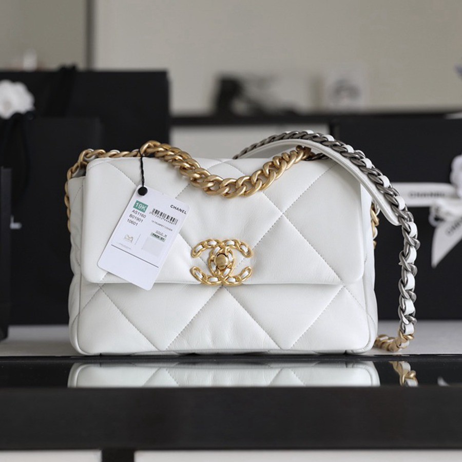 19Bag 白色 金扣 26CM_1