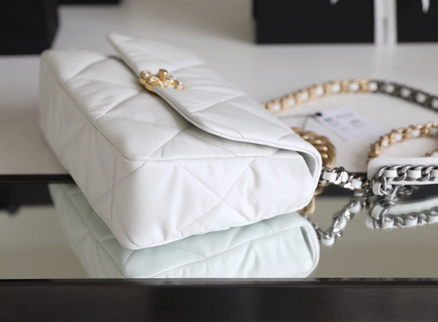 19Bag 白色 金扣 30CM_3