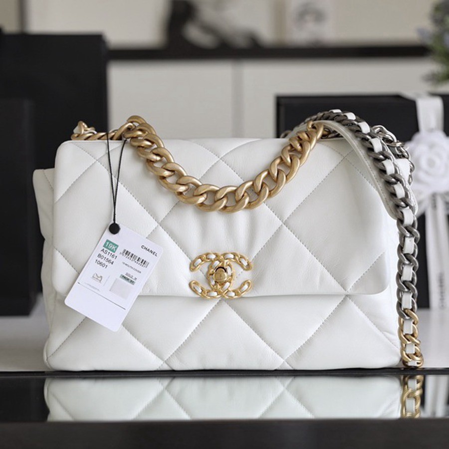 19Bag 白色 金扣 30CM_1