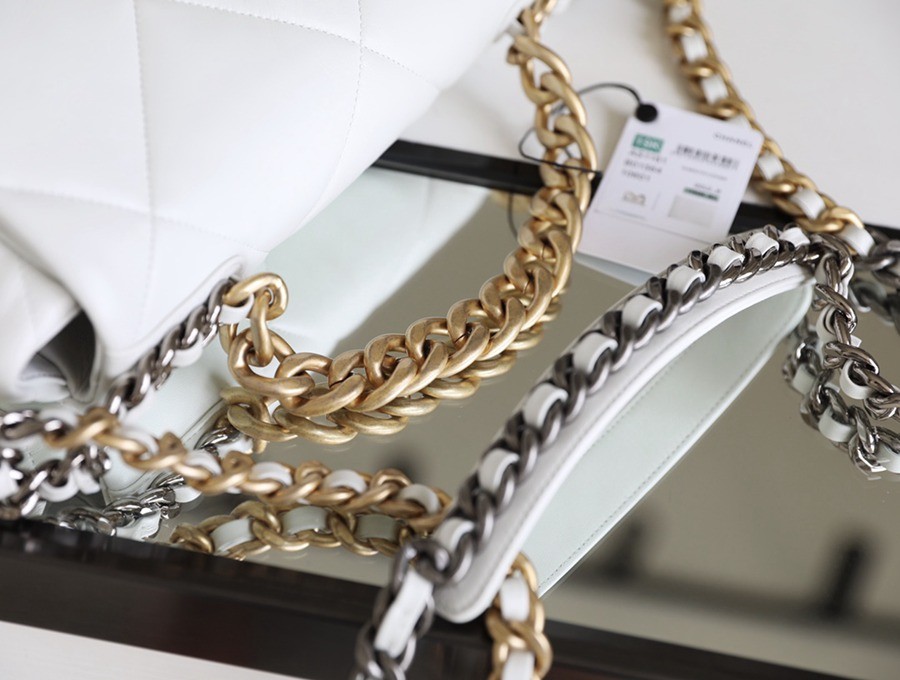 19Bag 白色 金扣 30CM_5