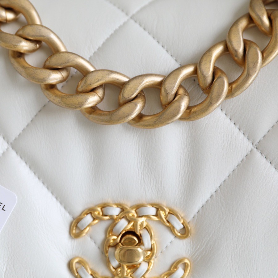 19Bag 白色 金扣 30CM_2