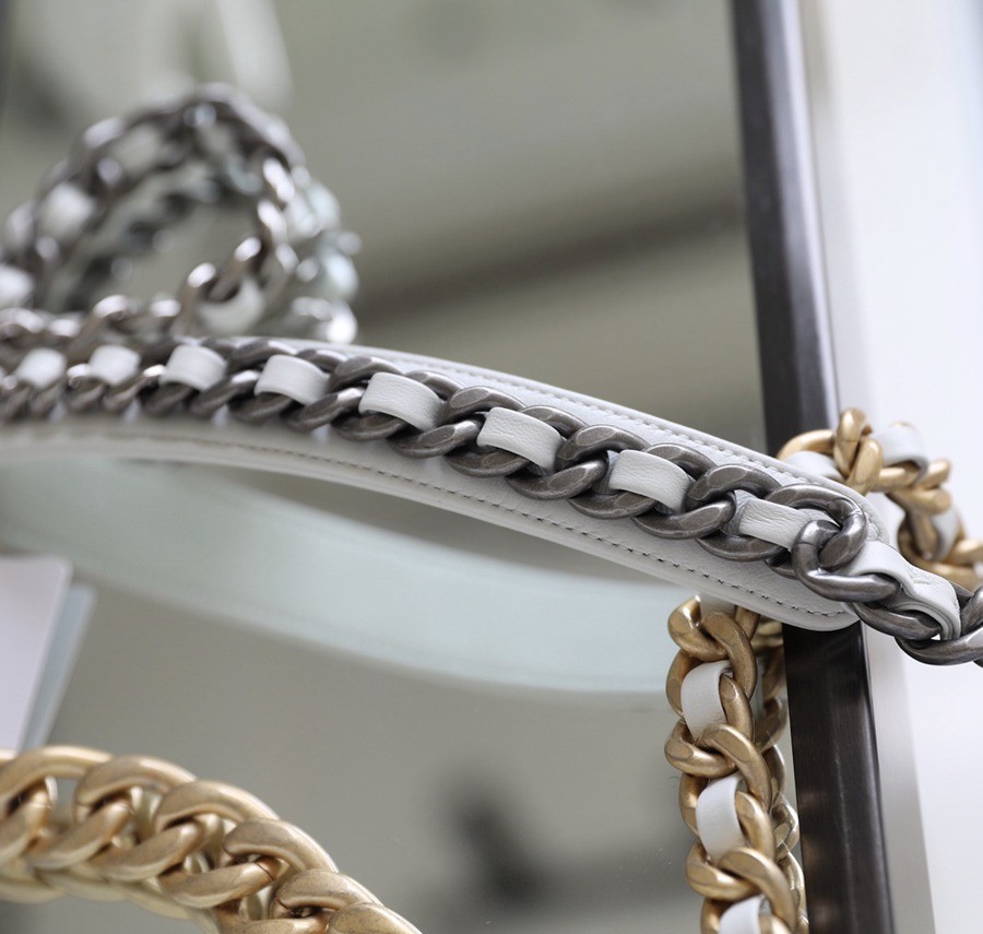 19Bag 白色 金扣 30CM_6