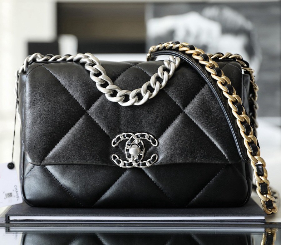 19Bag 黑色 銀扣 山羊皮 小號26CM_1