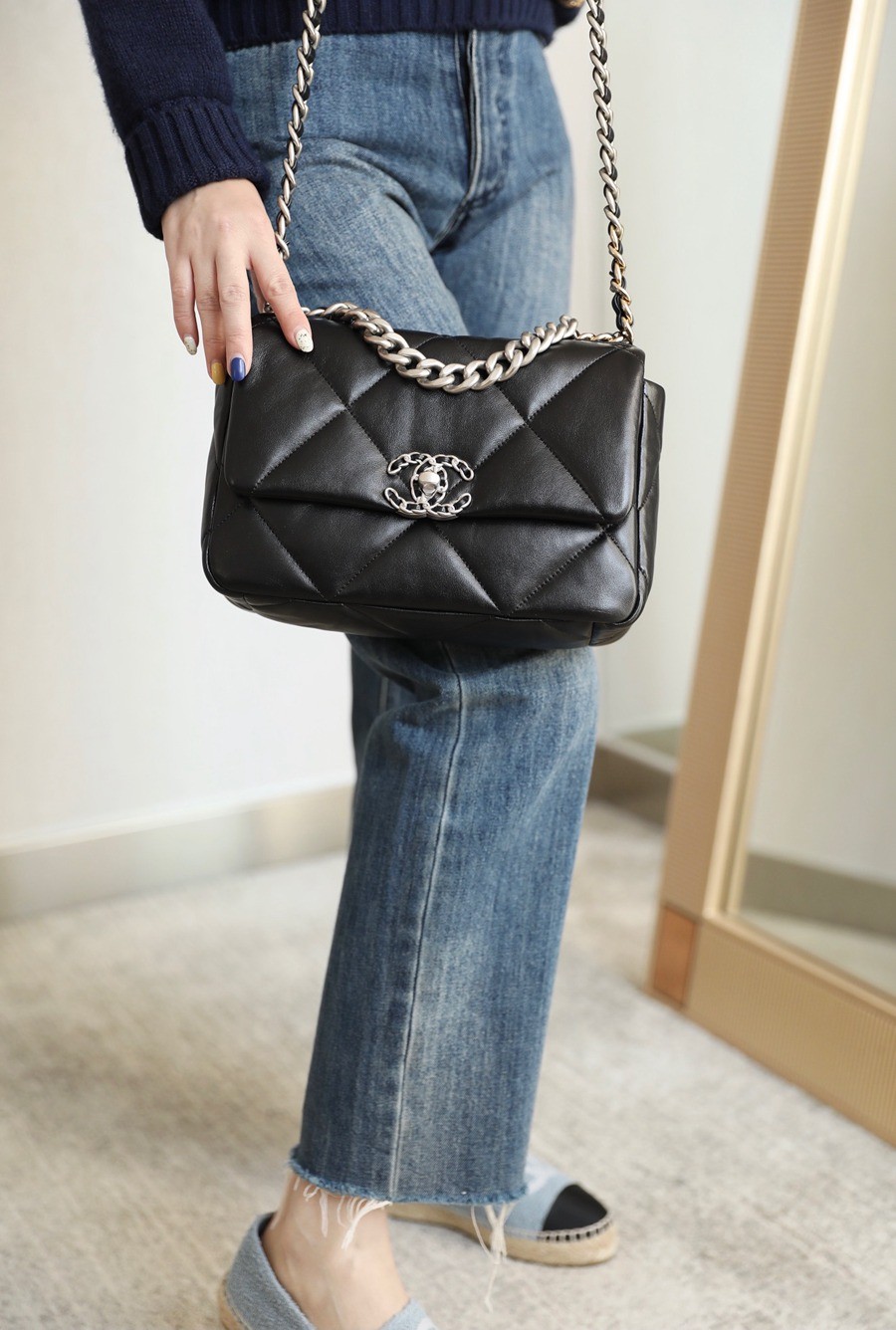 19Bag 黑色 銀扣 山羊皮 小號26CM_13