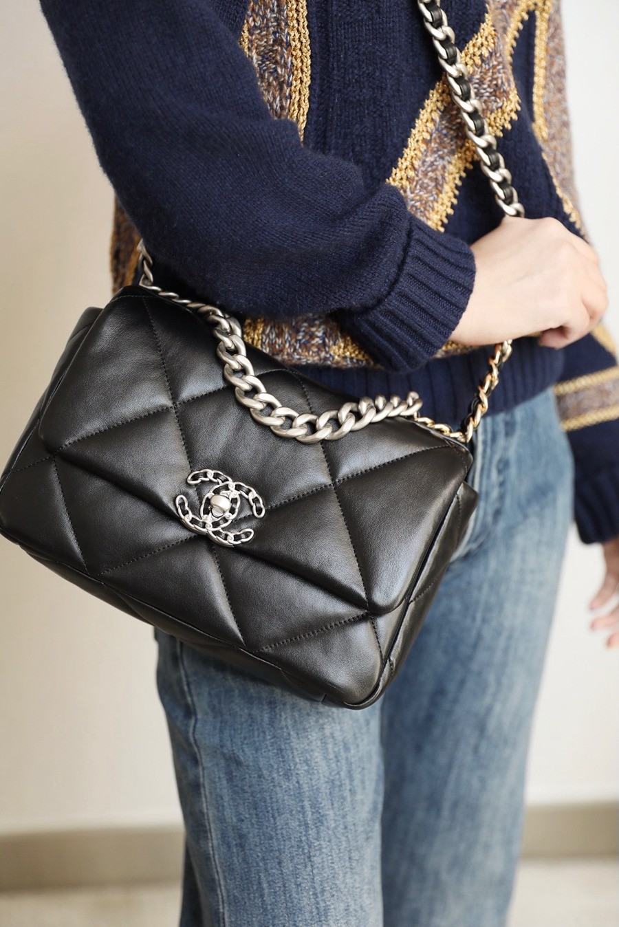 19Bag 黑色 銀扣 山羊皮 小號26CM_14