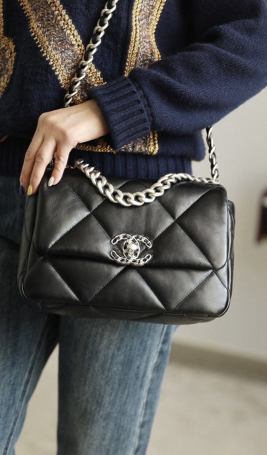 19Bag 黑色 銀扣 山羊皮 小號26CM_16