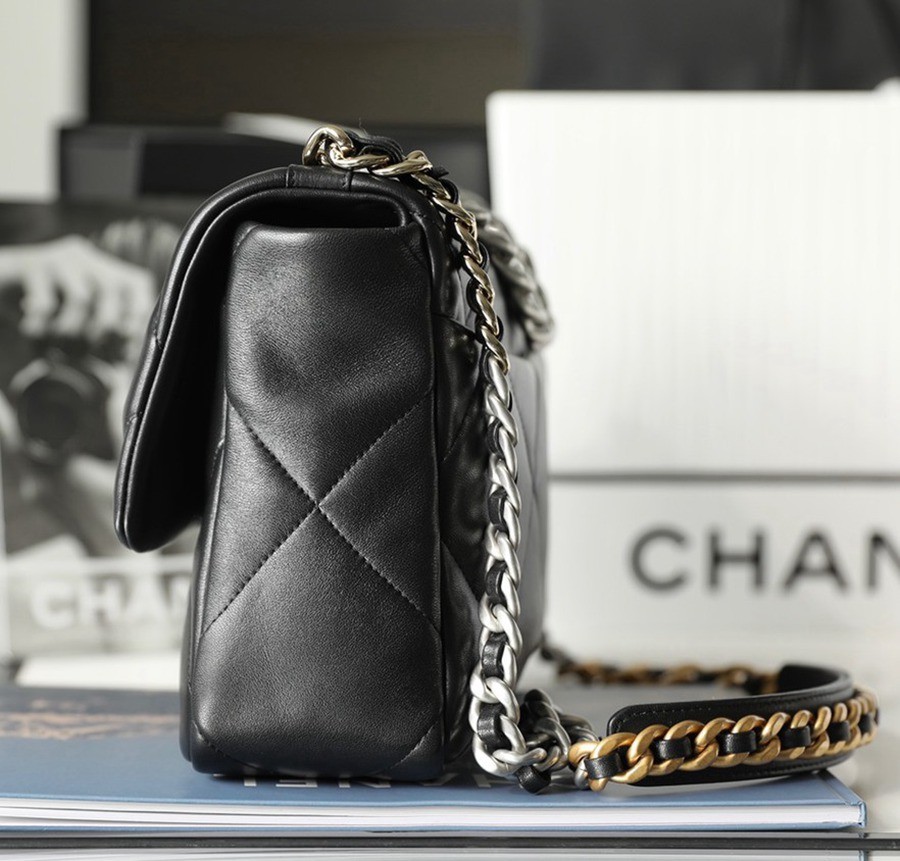 19Bag 黑色 銀扣 山羊皮 中號30CM_4