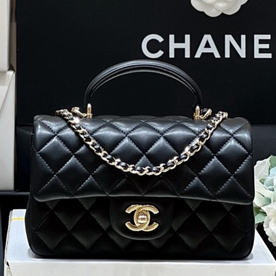 CF Mini handle 羊皮黑色 金扣_1