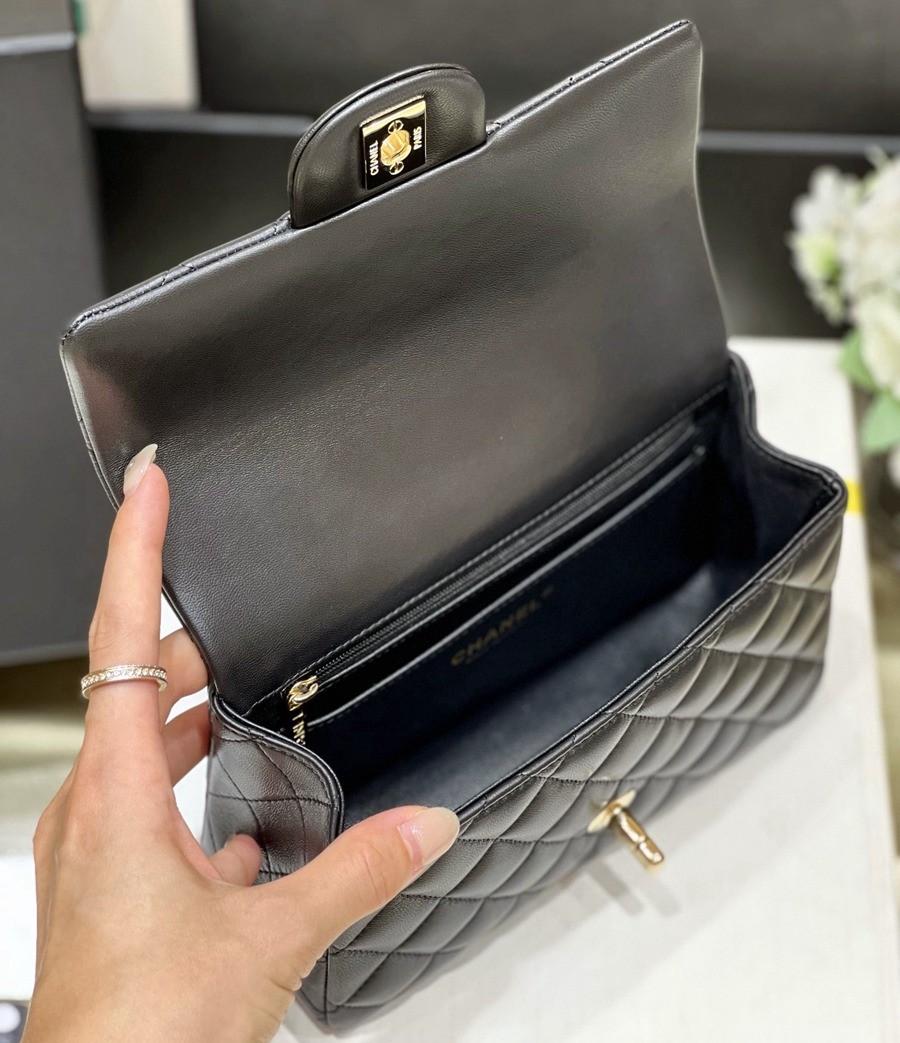 CF Mini handle 羊皮黑色 金扣_5