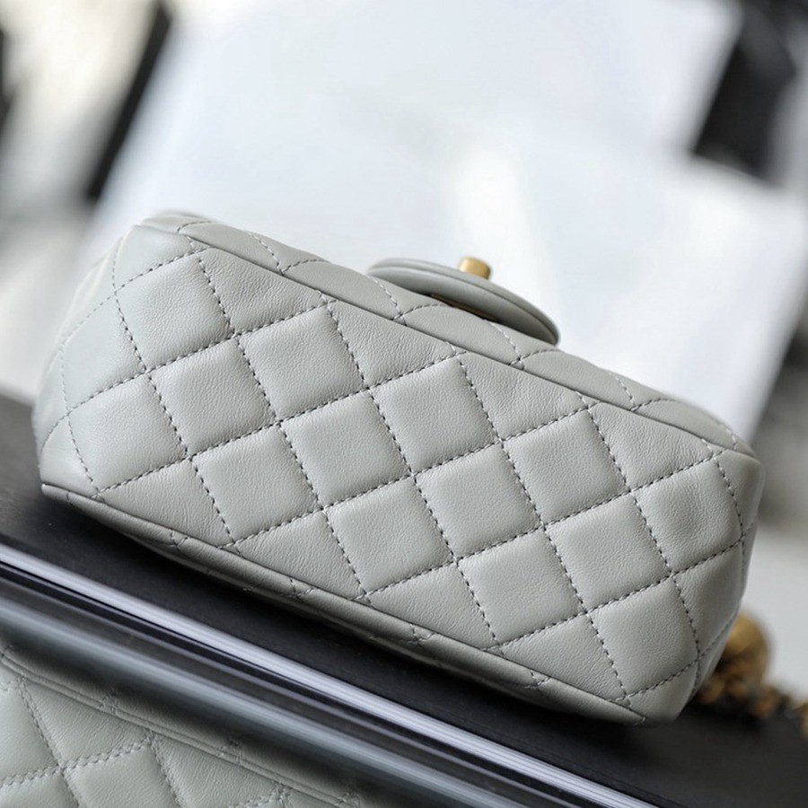 CF 經典款 金球方胖子 羊皮 斑鳩灰 金扣_5