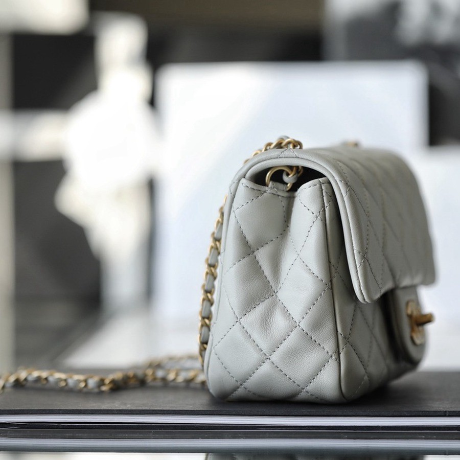 CF 經典款 金球方胖子 羊皮 斑鳩灰 金扣_4