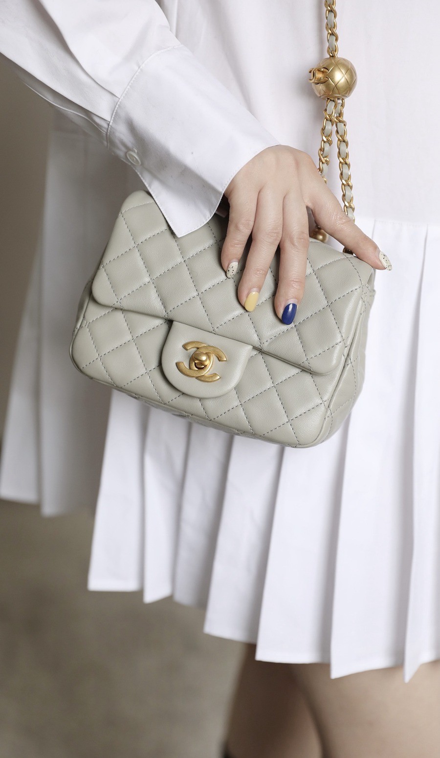 CF 經典款 金球方胖子 羊皮 斑鳩灰 金扣_11