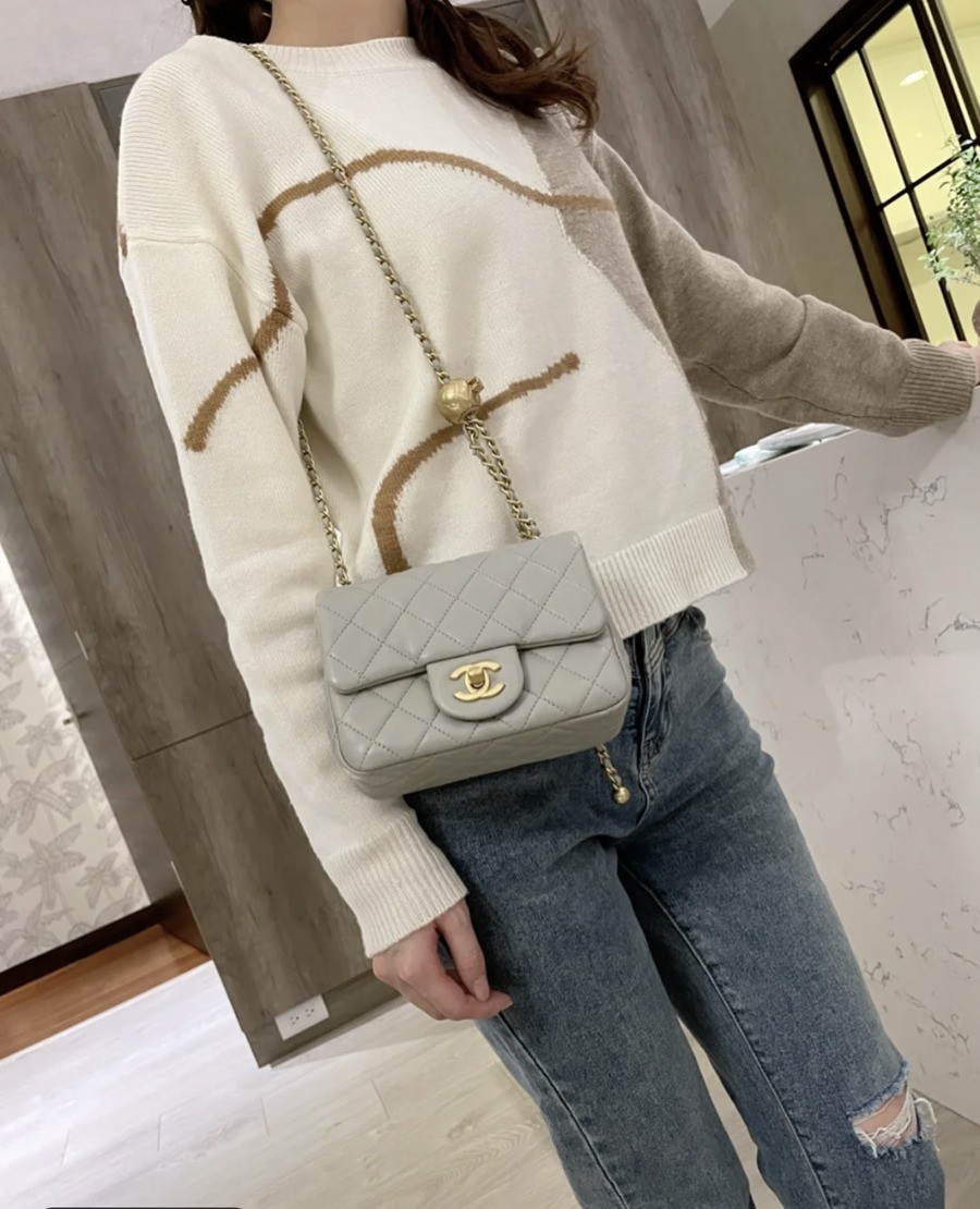 CF 經典款 金球方胖子 羊皮 斑鳩灰 金扣_9