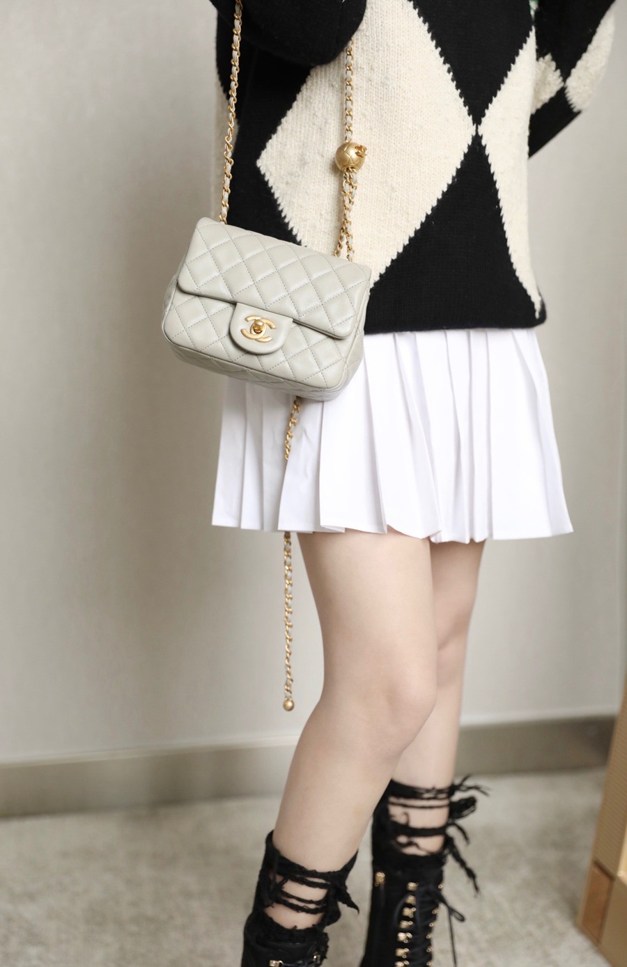 CF 經典款 金球方胖子 羊皮 斑鳩灰 金扣_13