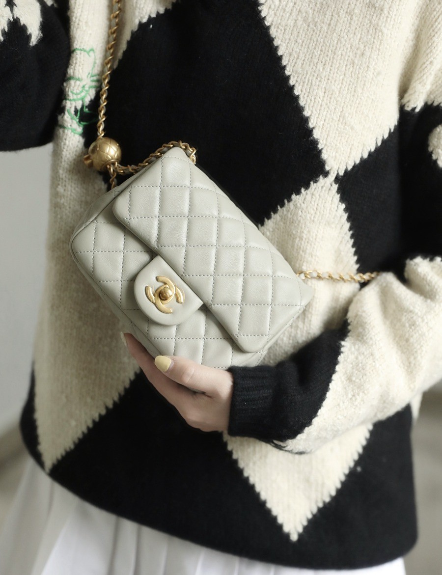 CF 經典款 金球方胖子 羊皮 斑鳩灰 金扣_17