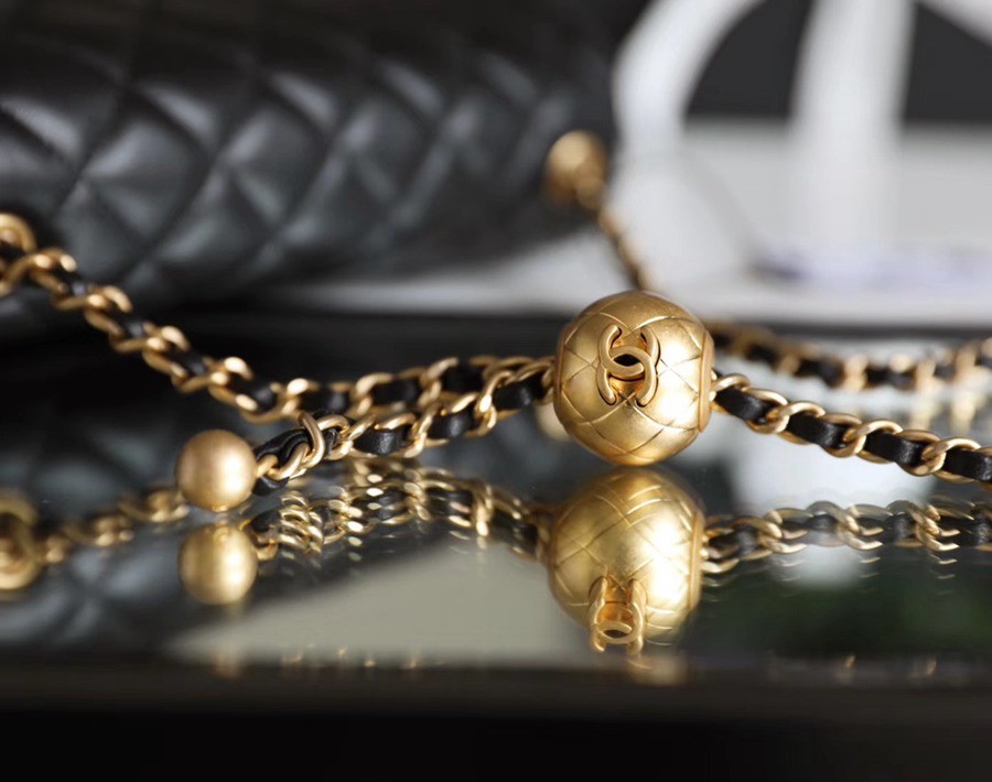 CF 經典款 金球 Mini 羊皮 黑色 金扣_6