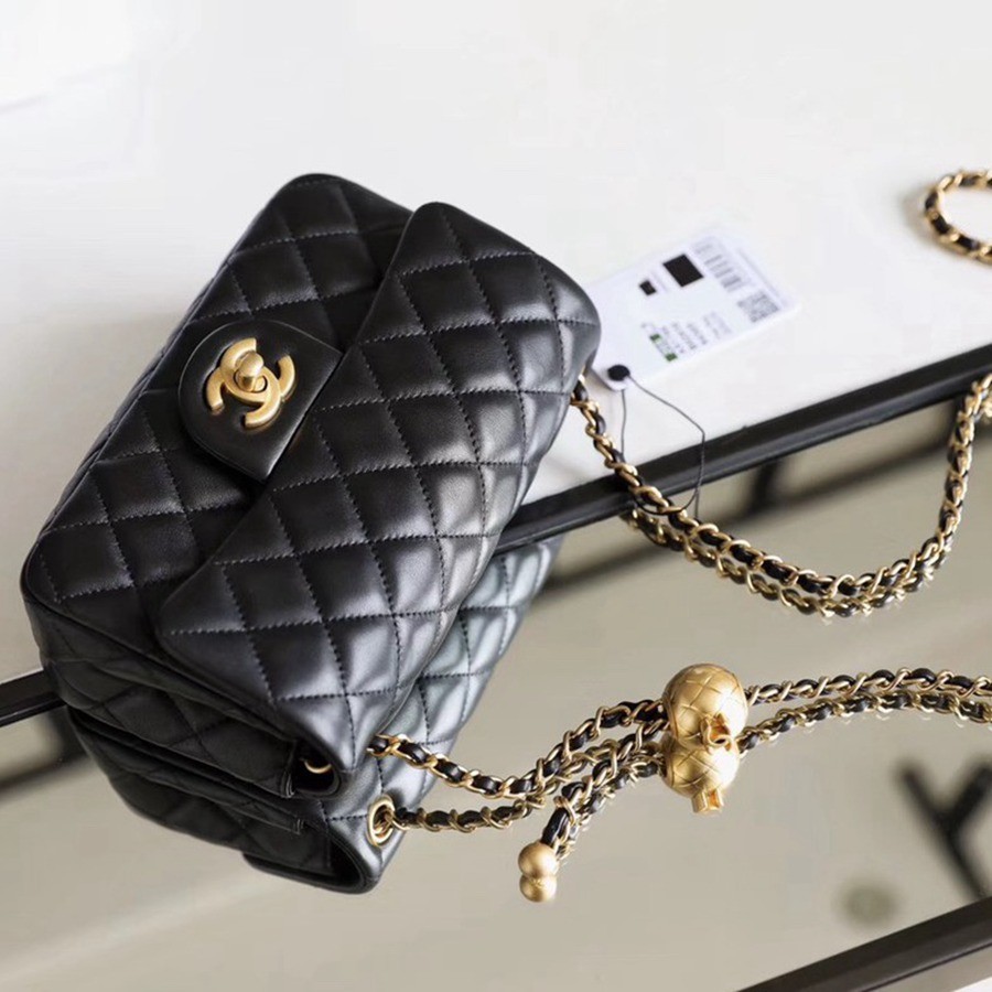 CF 經典款 金球 Mini 羊皮 黑色 金扣_4