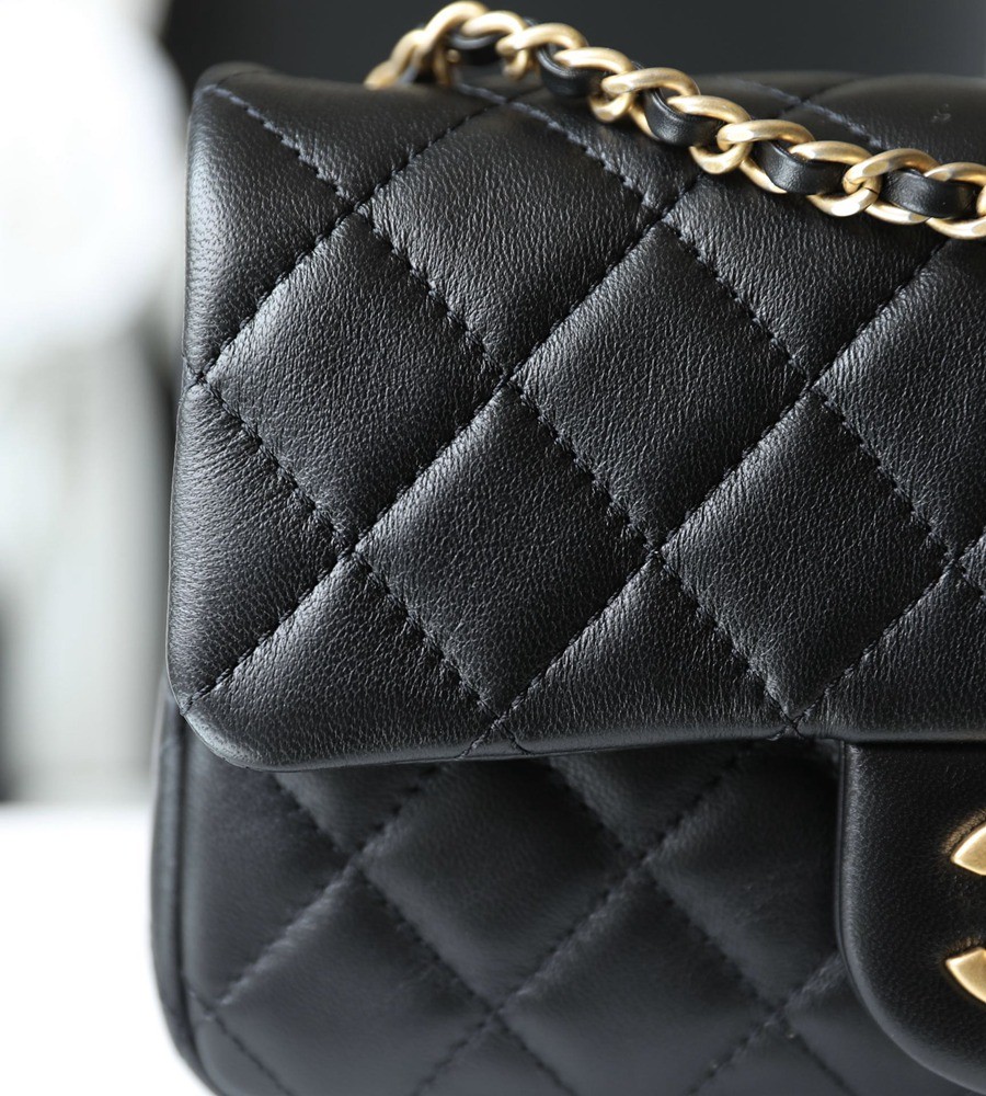 CF 經典款 金球 Mini 羊皮 黑色 金扣_8