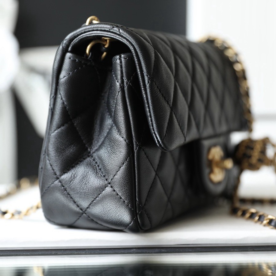 CF 經典款 金球 Mini 羊皮 黑色 金扣_9