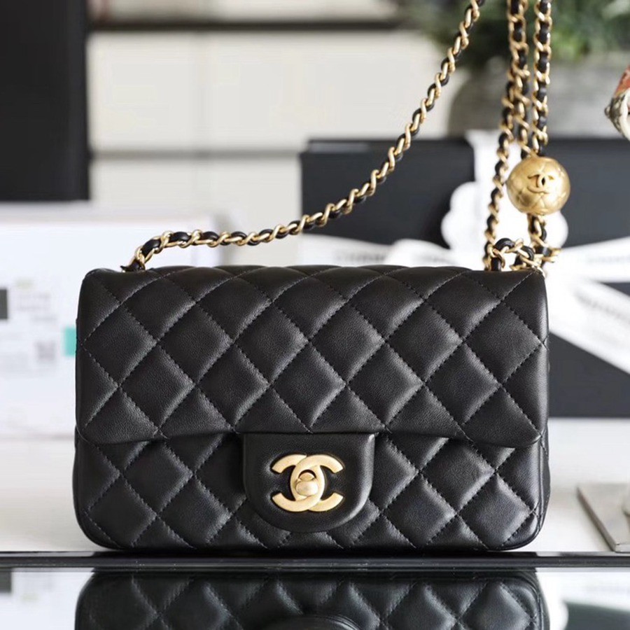 CF 經典款 金球 Mini 羊皮 黑色 金扣_1