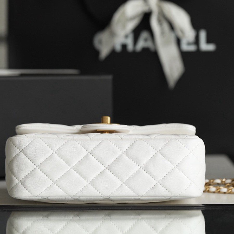 CF 經典款 金球 Mini 羊皮 白色 金扣_4