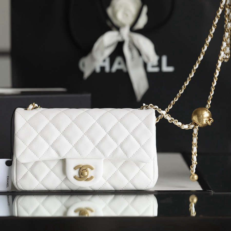 CF 經典款 金球 Mini 羊皮 白色 金扣_1