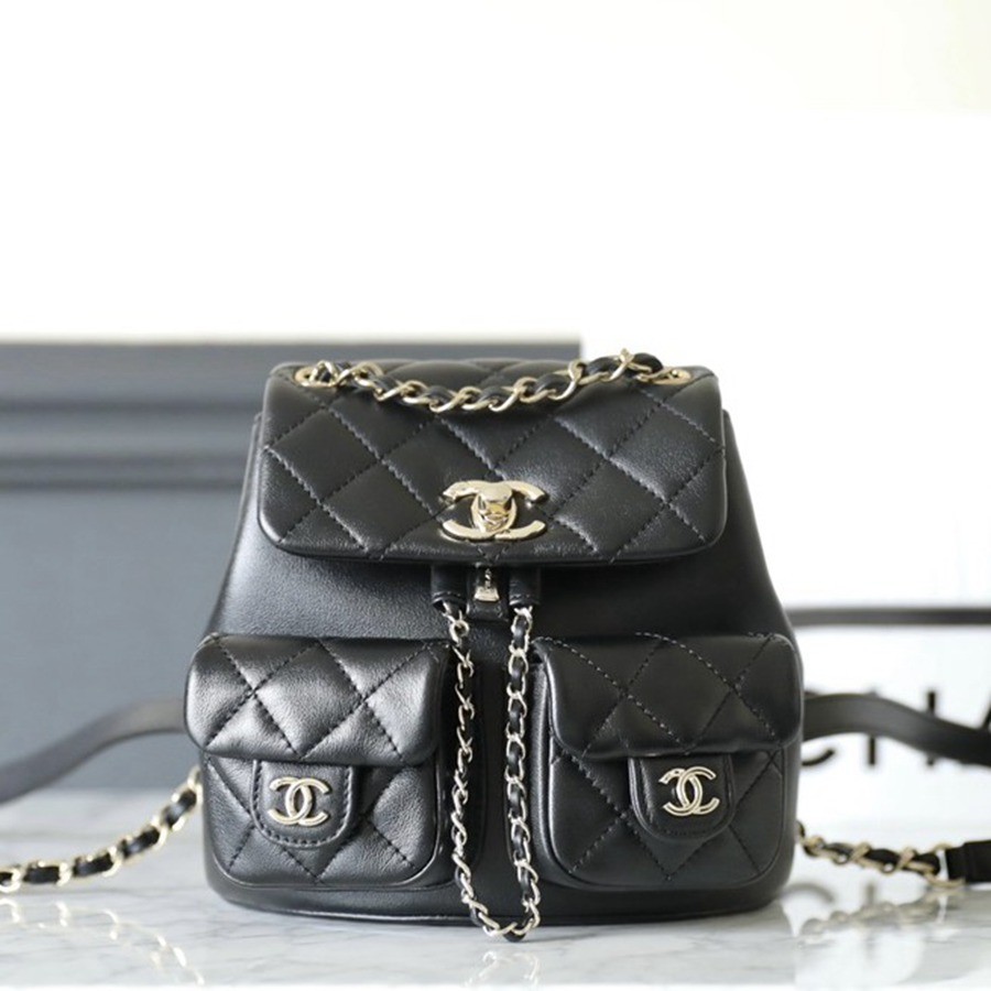 23A 青蛙雙肩包 亮面牛皮 黑色 小號_1