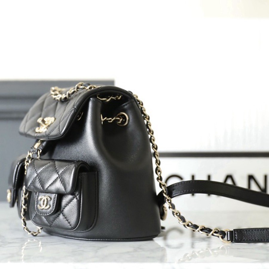 23A 青蛙雙肩包 亮面牛皮 黑色 小號_4