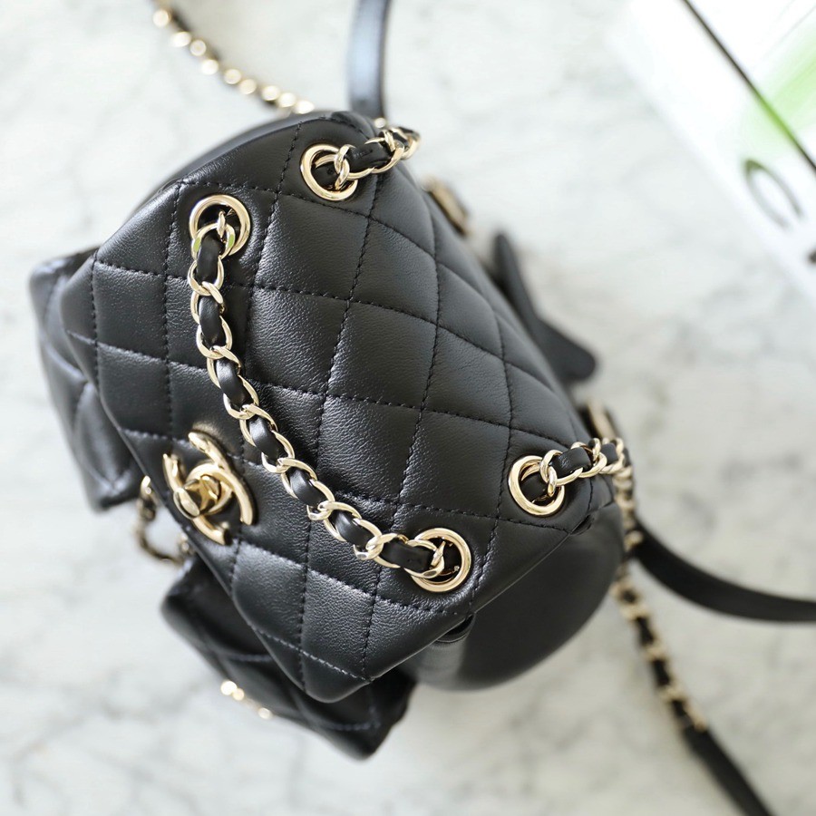 23A 青蛙雙肩包 亮面牛皮 黑色 小號_2