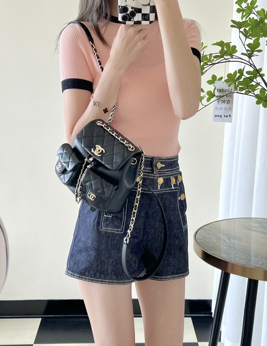 23A 青蛙雙肩包 亮面牛皮 黑色 小號_10