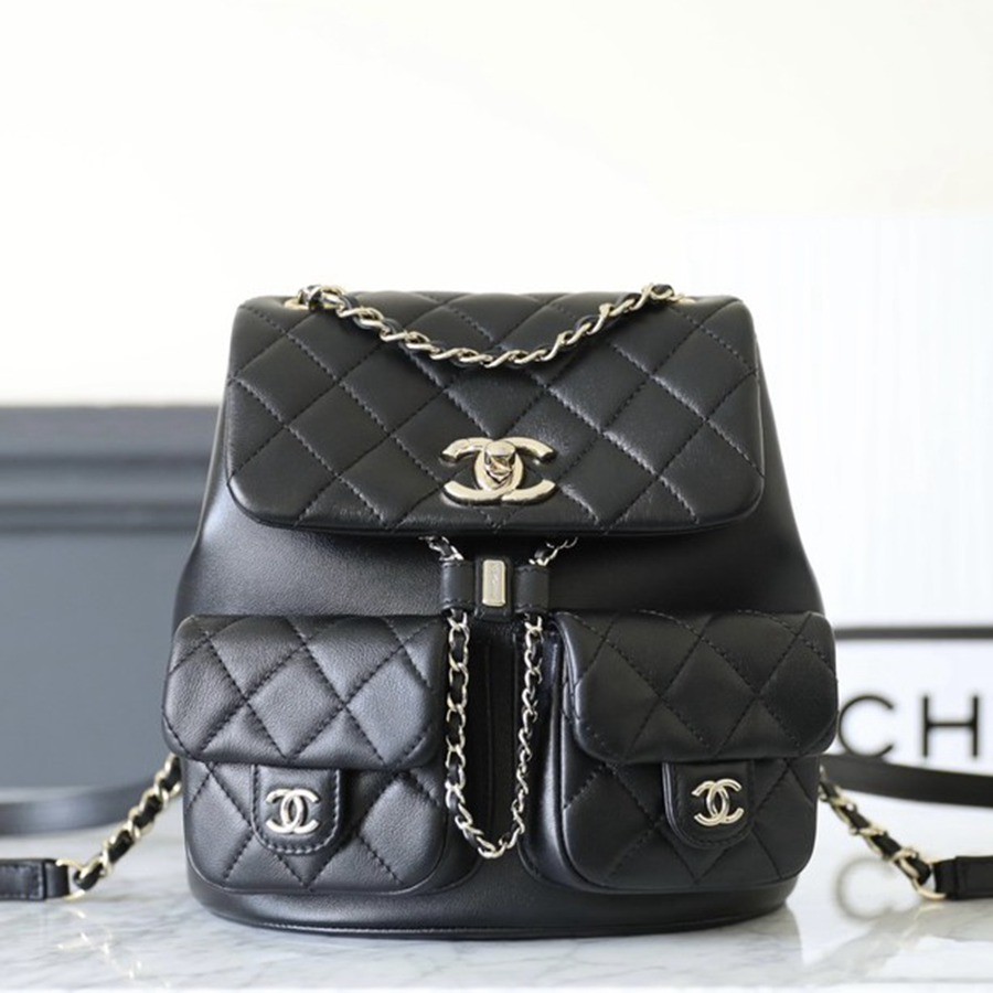 23A 青蛙雙肩包 亮面牛皮 黑色 大號_1