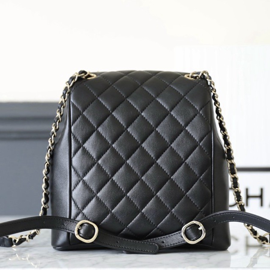 23A 青蛙雙肩包 亮面牛皮 黑色 大號_3