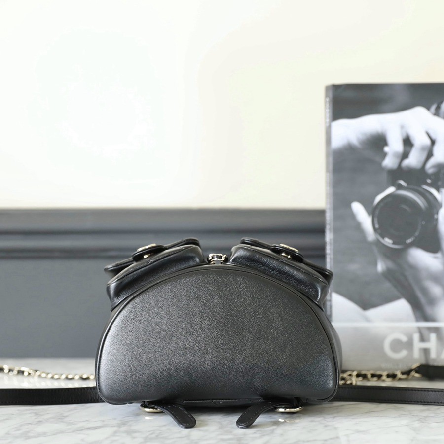 23A 青蛙雙肩包 亮面牛皮 黑色 大號_5