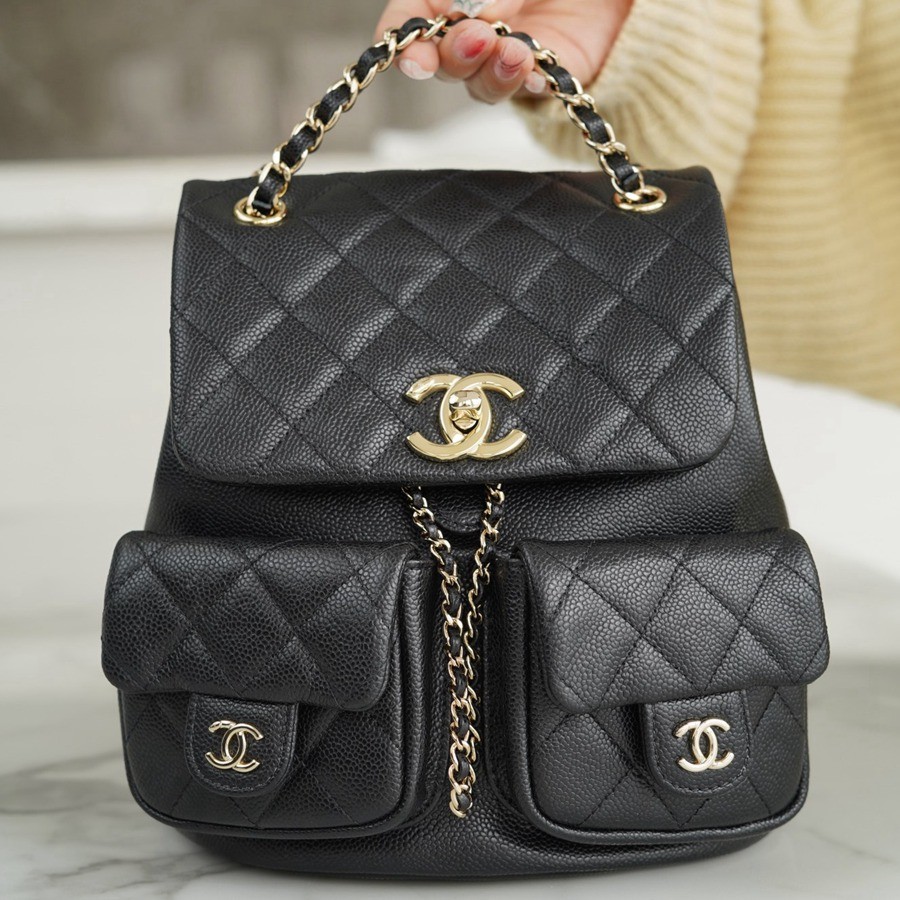 23P 青蛙雙肩包 荔枝紋牛皮 黑色 大號_1