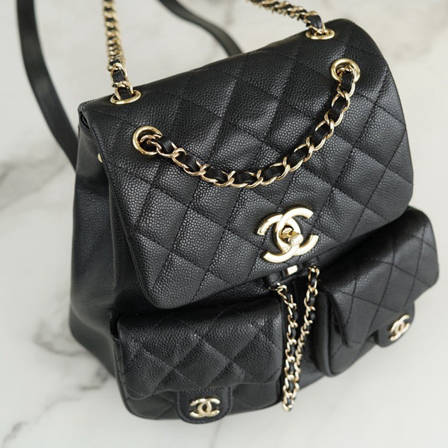 23P 青蛙雙肩包 荔枝紋牛皮 黑色 大號_4