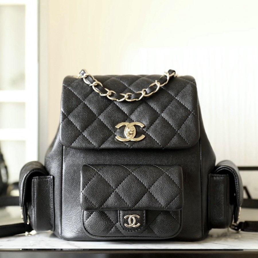 23K 坦克雙肩包 荔枝紋牛皮 黑色_1